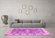 Machine Washable Oriental Pink Traditional Rug in a Living Room, wshabs3528pnk