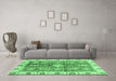 Machine Washable Oriental Emerald Green Traditional Area Rugs in a Living Room,, wshabs3528emgrn