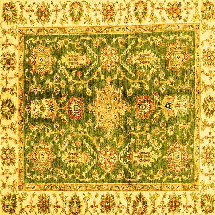 Square Oriental Yellow Traditional Rug, abs3528yw