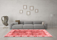 Machine Washable Oriental Red Traditional Rug, wshabs3528red