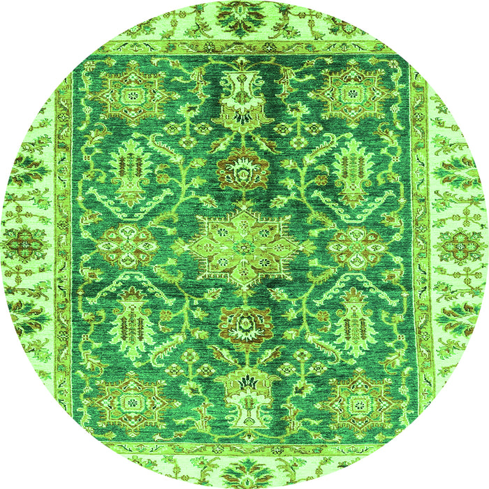 Round Oriental Green Traditional Rug, abs3528grn