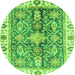 Round Oriental Green Traditional Rug, abs3528grn