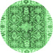 Round Oriental Emerald Green Traditional Rug, abs3528emgrn