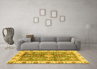 Machine Washable Oriental Yellow Traditional Rug, wshabs3528yw