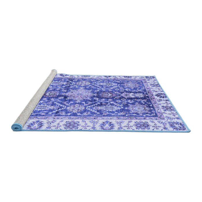 Sideview of Machine Washable Oriental Blue Traditional Rug, wshabs3528blu