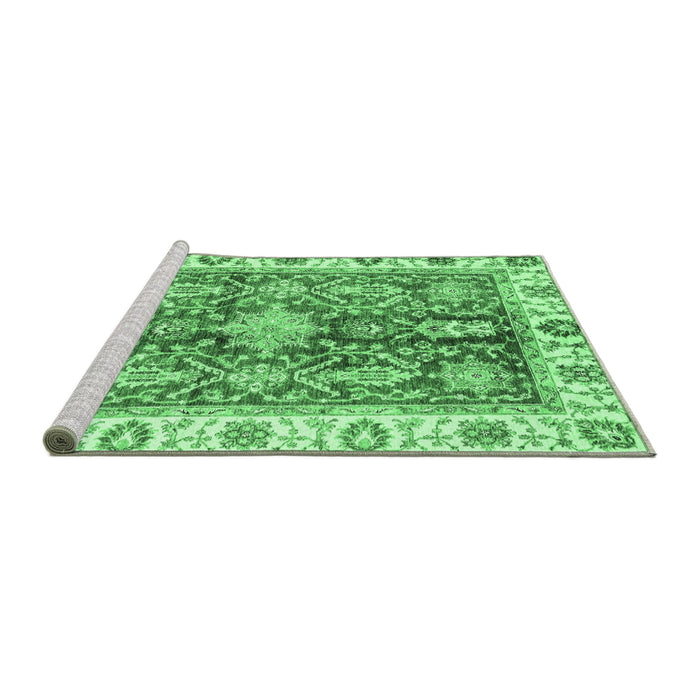 Sideview of Machine Washable Oriental Emerald Green Traditional Area Rugs, wshabs3528emgrn