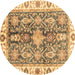 Round Machine Washable Oriental Brown Traditional Rug, wshabs3528brn