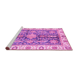 Sideview of Machine Washable Oriental Pink Traditional Rug, wshabs3528pnk