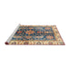 Sideview of Machine Washable Abstract Brown Sugar Brown Rug, wshabs3529