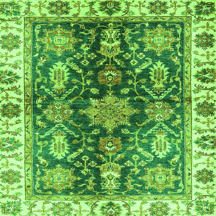 Square Oriental Green Traditional Rug, abs3529grn
