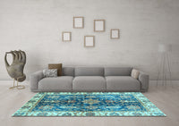 Machine Washable Oriental Light Blue Traditional Rug, wshabs3529lblu