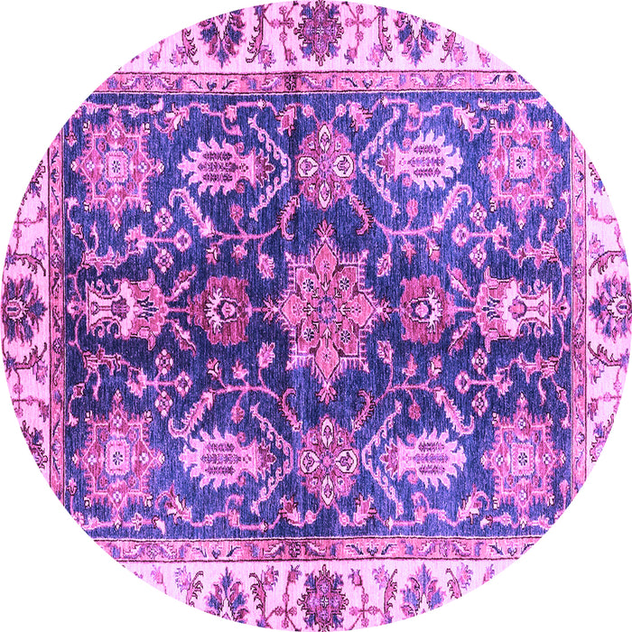 Round Machine Washable Oriental Purple Traditional Area Rugs, wshabs3529pur