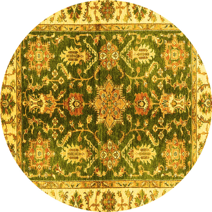 Round Oriental Yellow Traditional Rug, abs3529yw