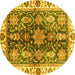 Round Oriental Yellow Traditional Rug, abs3529yw