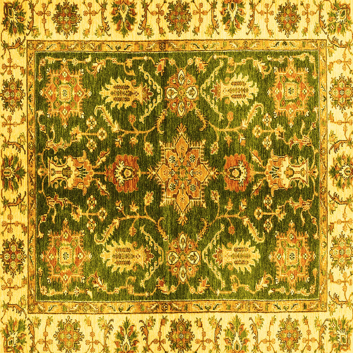 Square Oriental Yellow Traditional Rug, abs3529yw