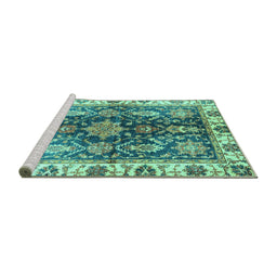 Sideview of Machine Washable Oriental Turquoise Traditional Area Rugs, wshabs3529turq