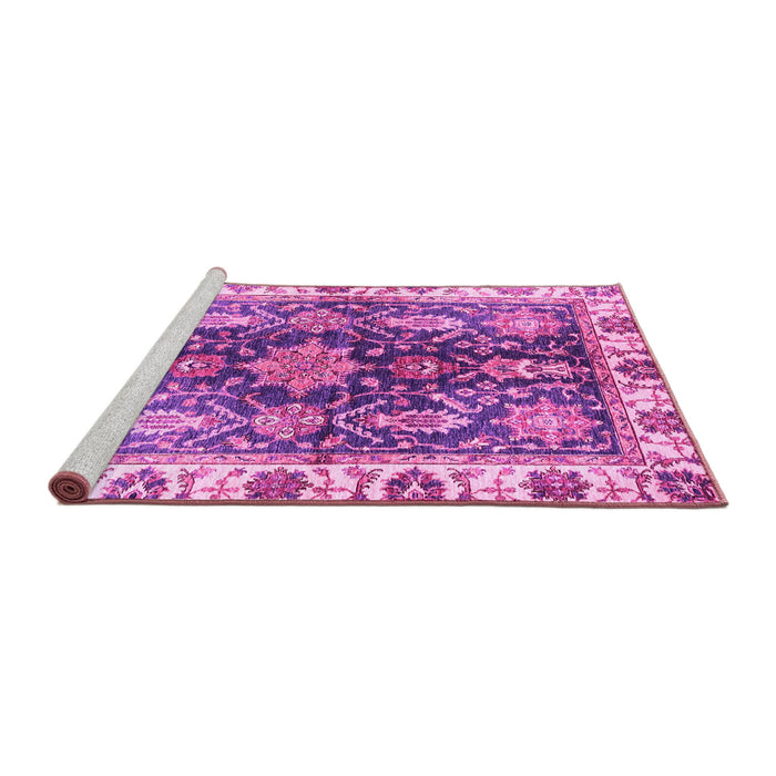 Sideview of Machine Washable Oriental Pink Traditional Rug, wshabs3529pnk