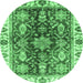 Round Oriental Emerald Green Traditional Rug, abs3529emgrn