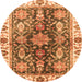 Round Machine Washable Oriental Orange Traditional Area Rugs, wshabs3529org