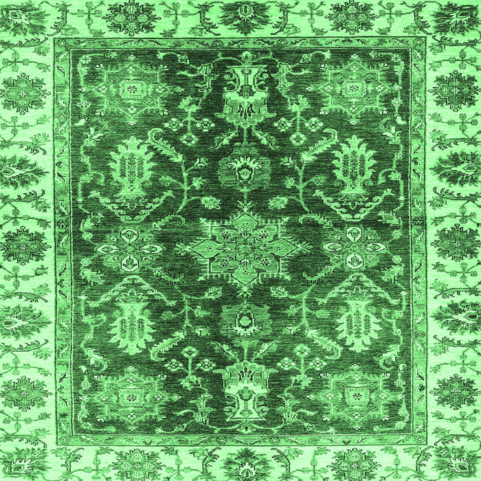 Square Oriental Emerald Green Traditional Rug, abs3529emgrn