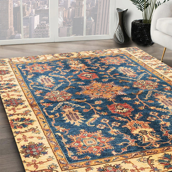 Abstract Brown Oriental Rug in Family Room, abs3529