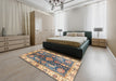 Abstract Brown Oriental Rug in a Bedroom, abs3529