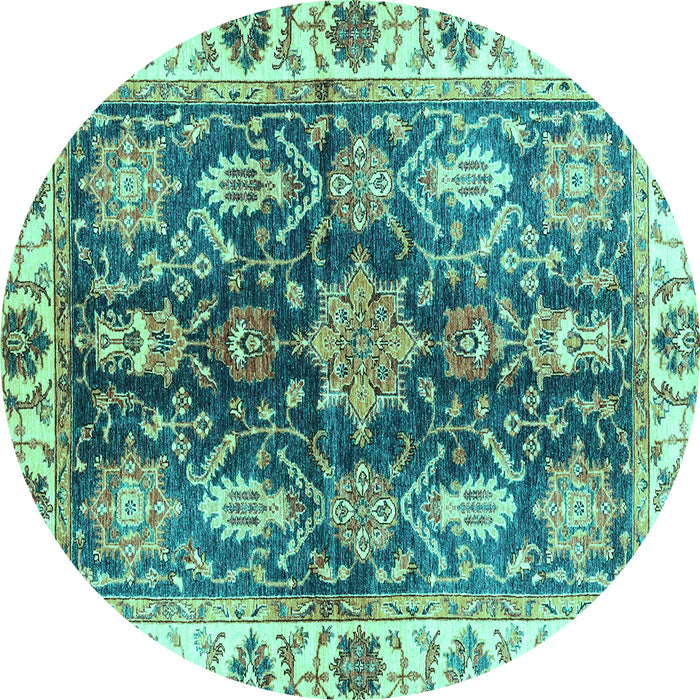 Round Oriental Turquoise Traditional Rug, abs3529turq