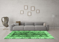 Machine Washable Oriental Emerald Green Traditional Rug, wshabs3529emgrn