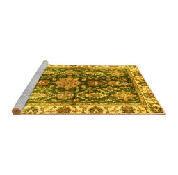 Sideview of Machine Washable Oriental Yellow Traditional Rug, wshabs3529yw