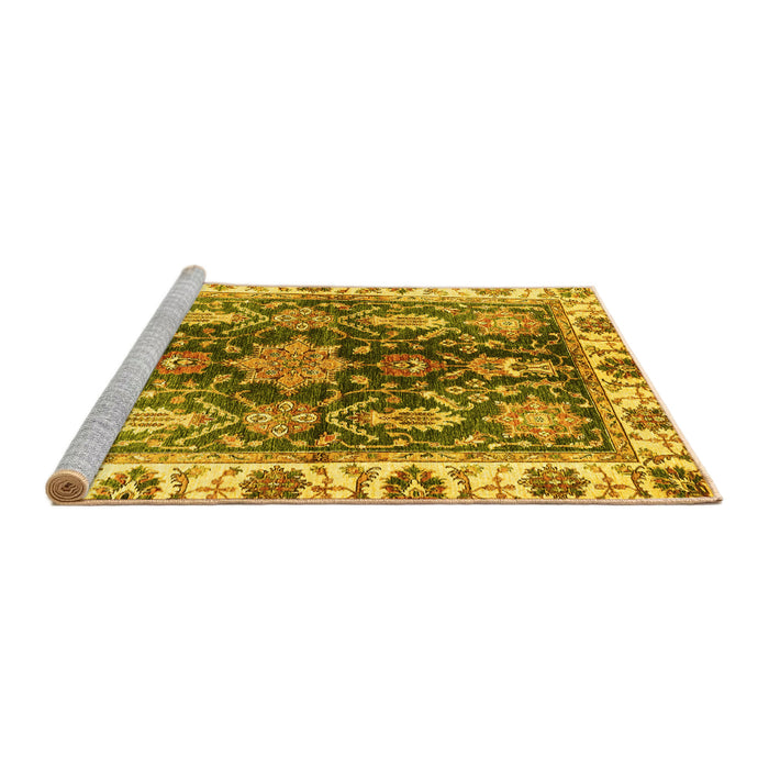 Sideview of Machine Washable Oriental Yellow Traditional Rug, wshabs3529yw