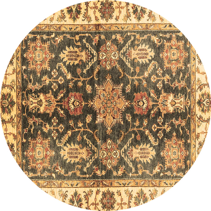 Round Oriental Brown Traditional Rug, abs3529brn