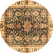 Round Oriental Brown Traditional Rug, abs3529brn