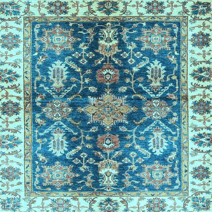 Square Machine Washable Oriental Light Blue Traditional Rug, wshabs3529lblu