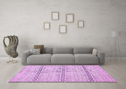 Machine Washable Abstract Purple Modern Area Rugs in a Living Room, wshabs352pur