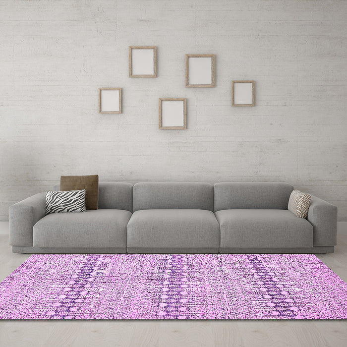 Machine Washable Abstract Purple Modern Area Rugs in a Living Room, wshabs352pur