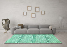 Machine Washable Abstract Turquoise Modern Area Rugs in a Living Room,, wshabs352turq