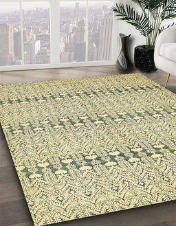Abstract Dark Green Modern Rug in Family Room, abs352