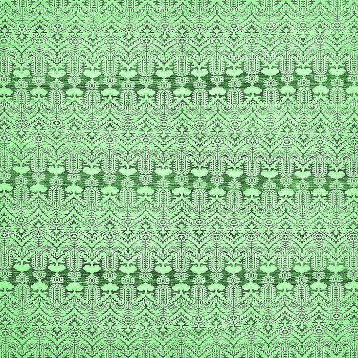 Square Machine Washable Abstract Emerald Green Modern Area Rugs, wshabs352emgrn