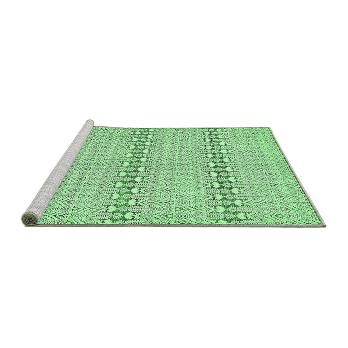 Sideview of Machine Washable Abstract Emerald Green Modern Area Rugs, wshabs352emgrn