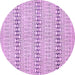 Round Machine Washable Abstract Purple Modern Area Rugs, wshabs352pur