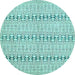 Round Machine Washable Abstract Light Blue Modern Rug, wshabs352lblu