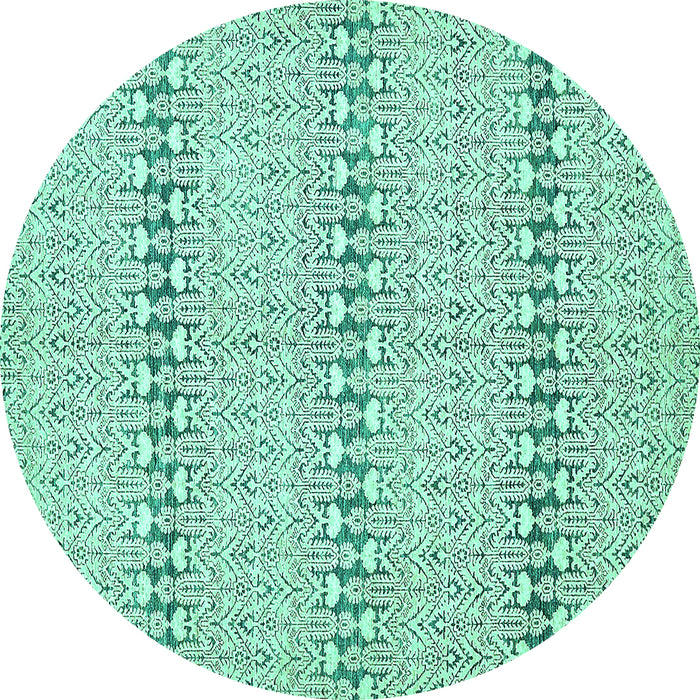 Round Machine Washable Abstract Turquoise Modern Area Rugs, wshabs352turq