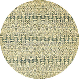 Round Machine Washable Abstract Dark Moccasin Green Rug, wshabs352