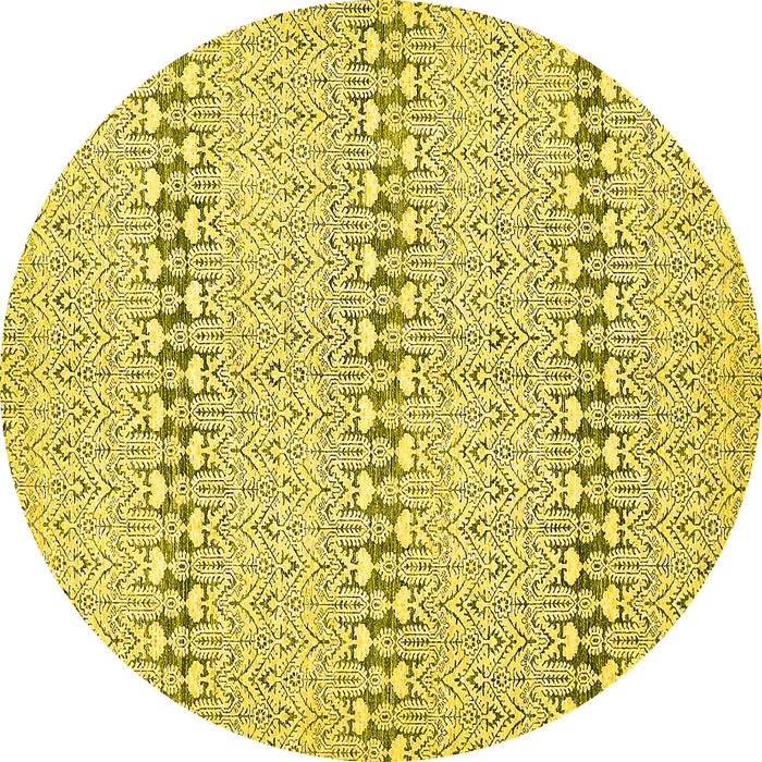 Round Machine Washable Abstract Yellow Modern Rug, wshabs352yw