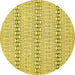 Round Machine Washable Abstract Yellow Modern Rug, wshabs352yw