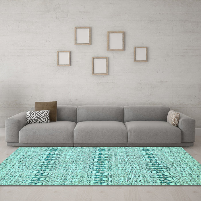 Machine Washable Abstract Light Blue Modern Rug in a Living Room, wshabs352lblu