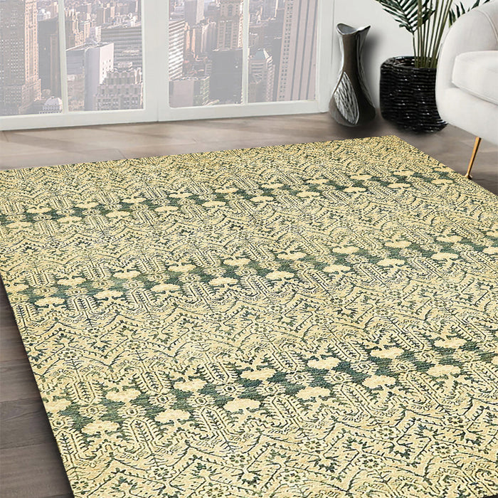 Machine Washable Abstract Dark Moccasin Green Rug in a Family Room, wshabs352