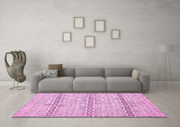 Machine Washable Abstract Pink Modern Rug, wshabs352pnk