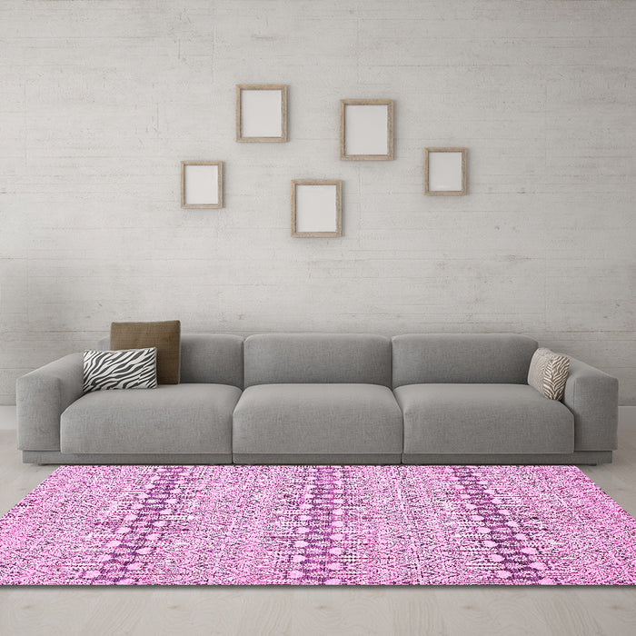 Machine Washable Abstract Pink Modern Rug in a Living Room, wshabs352pnk