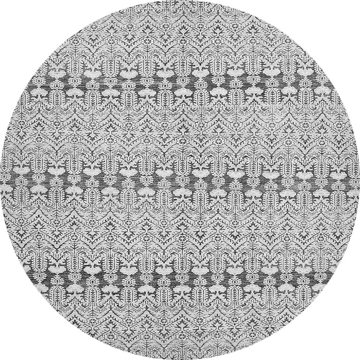 Round Machine Washable Abstract Gray Modern Rug, wshabs352gry